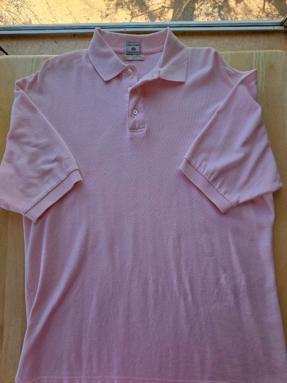 Mackinaw Men's L Pink Polo Cotton Pull-Over 3-Button Shirt Made in Hong Kong